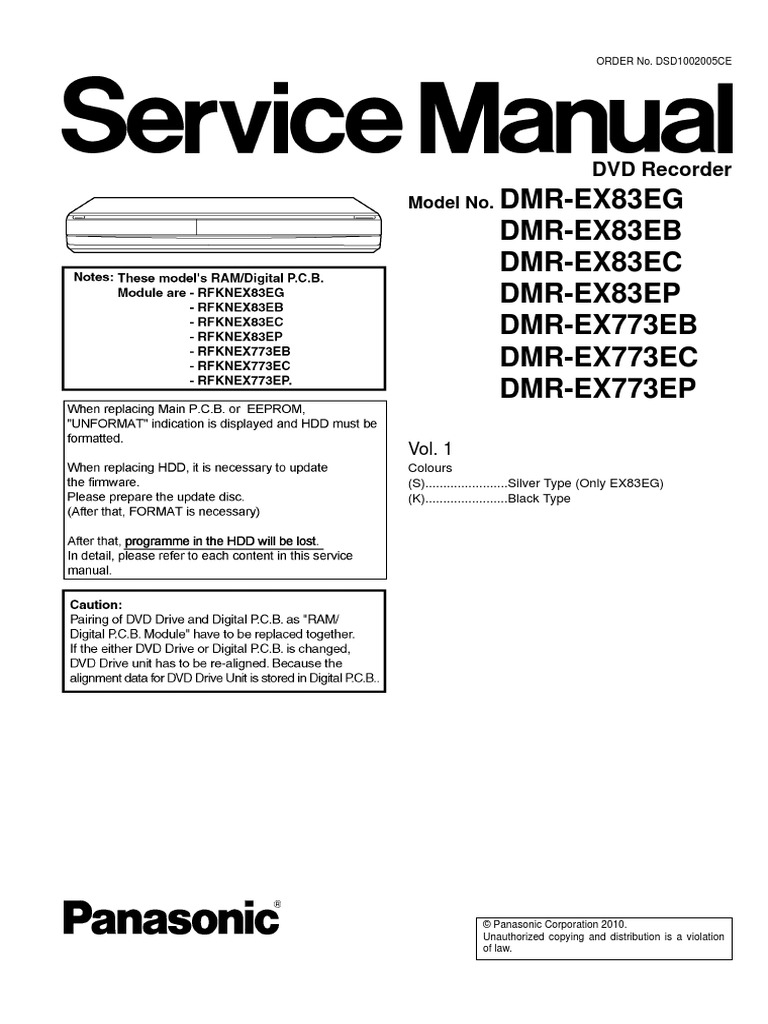 Panasonic Dmr Ex83 Ex773 Service Manual Pdf Electrostatic Discharge Solder