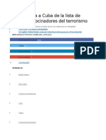 EE UU Retira a Cuba de La Lista de Países Patrocinadores Del Terrorismo