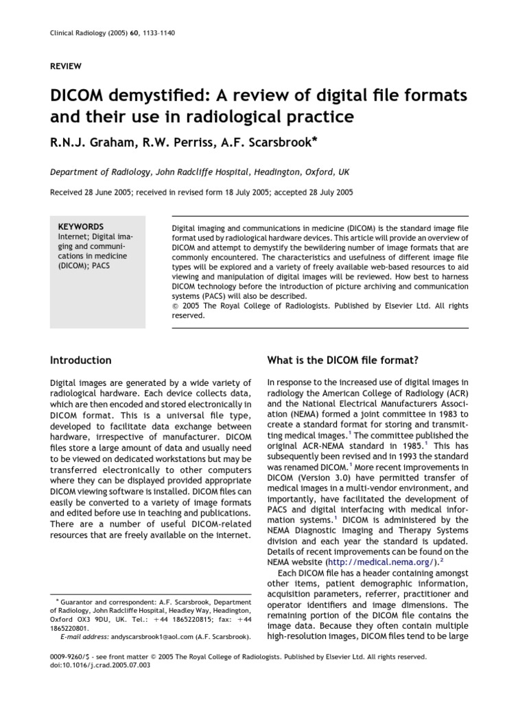 Dicom Demystified: A Review Of Digital File Formats And Their Use In – VXLW