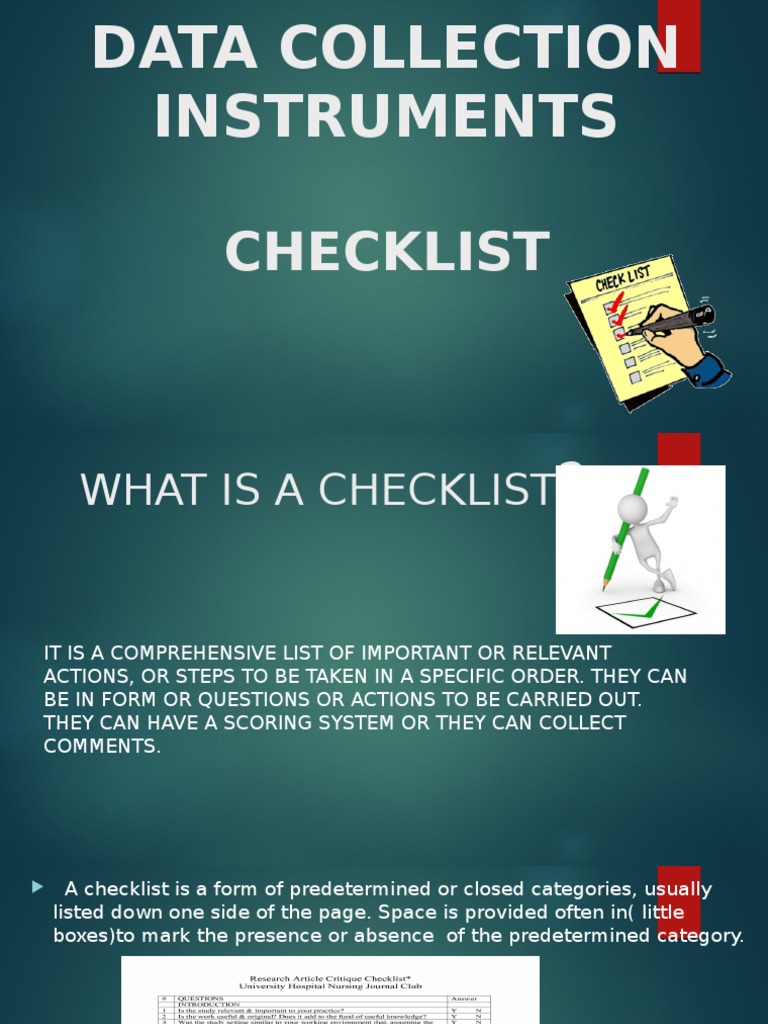 Data Collection Instruments: Checklist | PDF