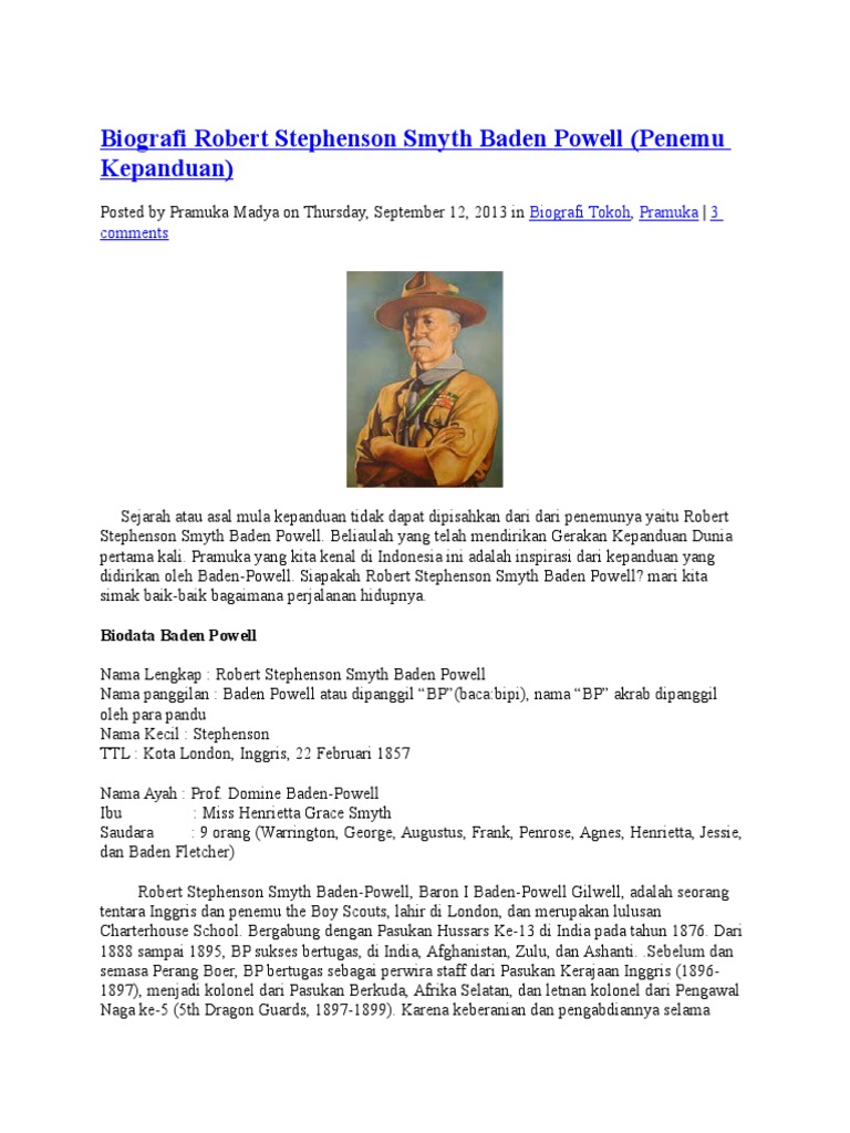 Biografi Robert Stephenson Smyth Baden Powell