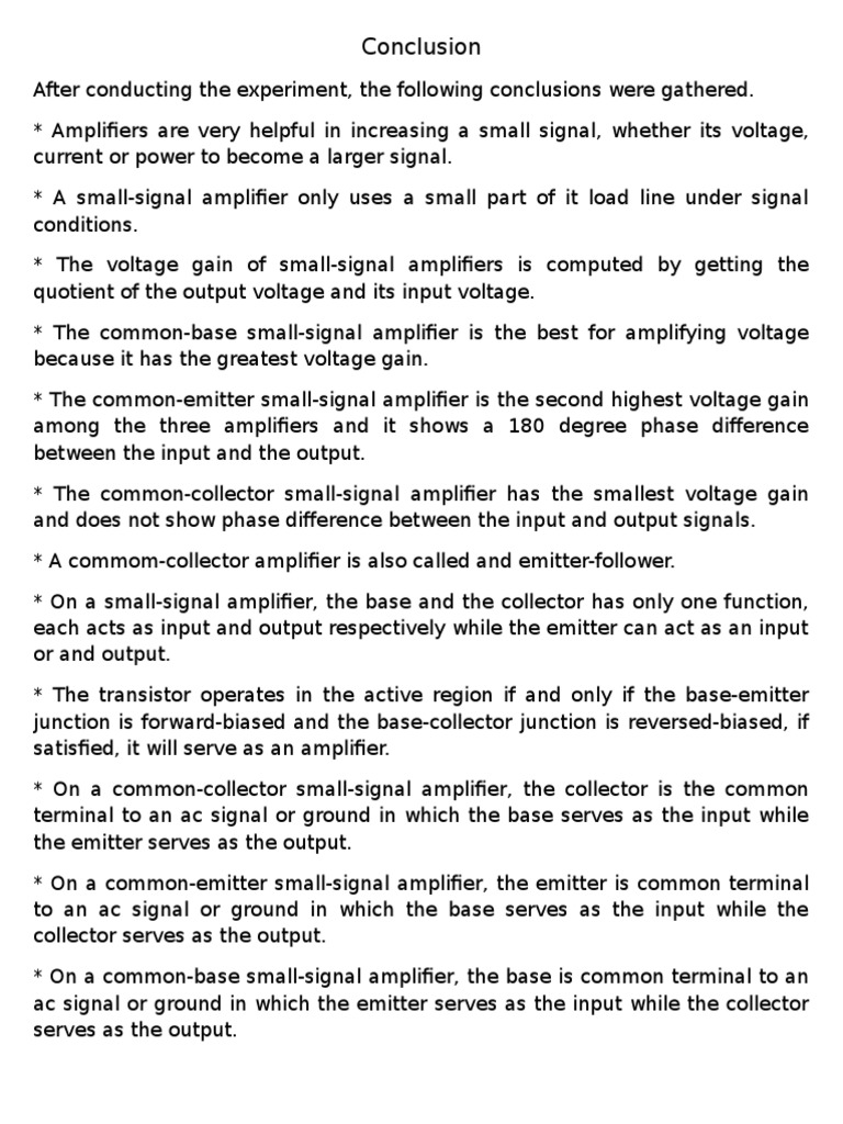 Conclusion PDF Amplifier Bipolar Junction Transistor