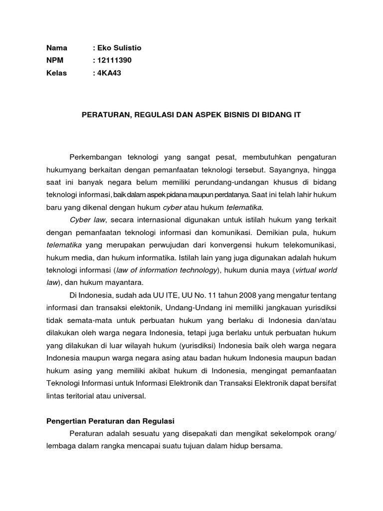 PERATURAN, REGULASI DAN ASPEK BISNIS DI BIDANG IT.pdf