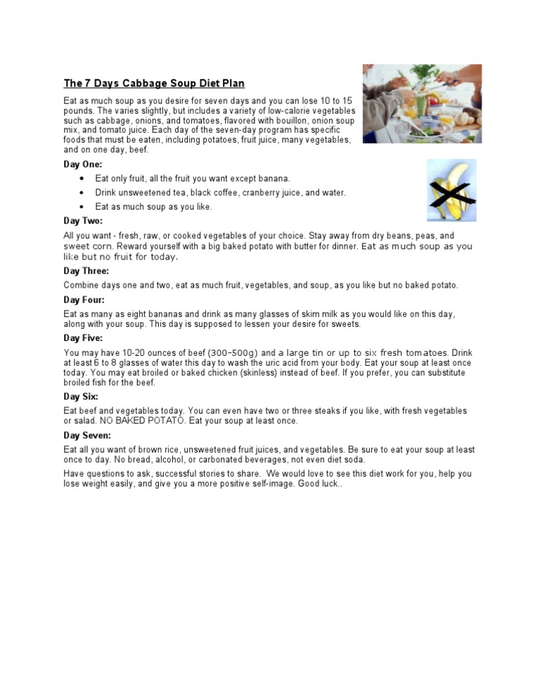 The 7 Days Cabbage Soup Diet Plan | PDF