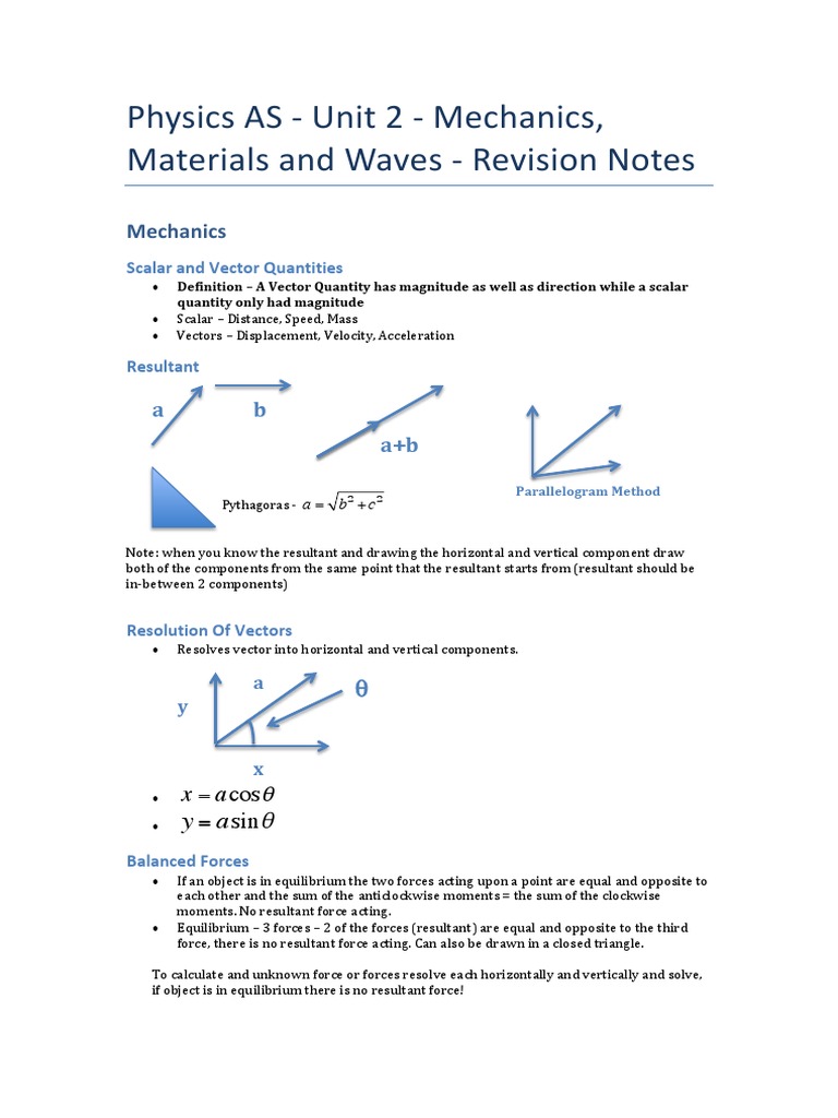 AQA AS Physics Unit 2 Revision Notes | PDF | Diffraction | Interference ...