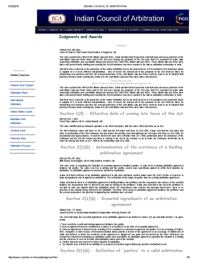 Indian Council of Arbitration | PDF | Arbitration | Arbitral Tribunal
