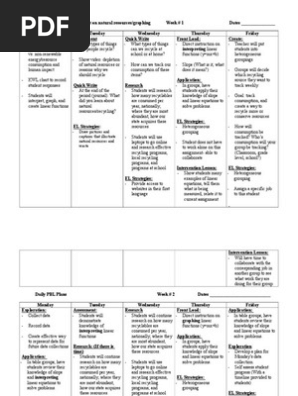 weekly planner- pbl