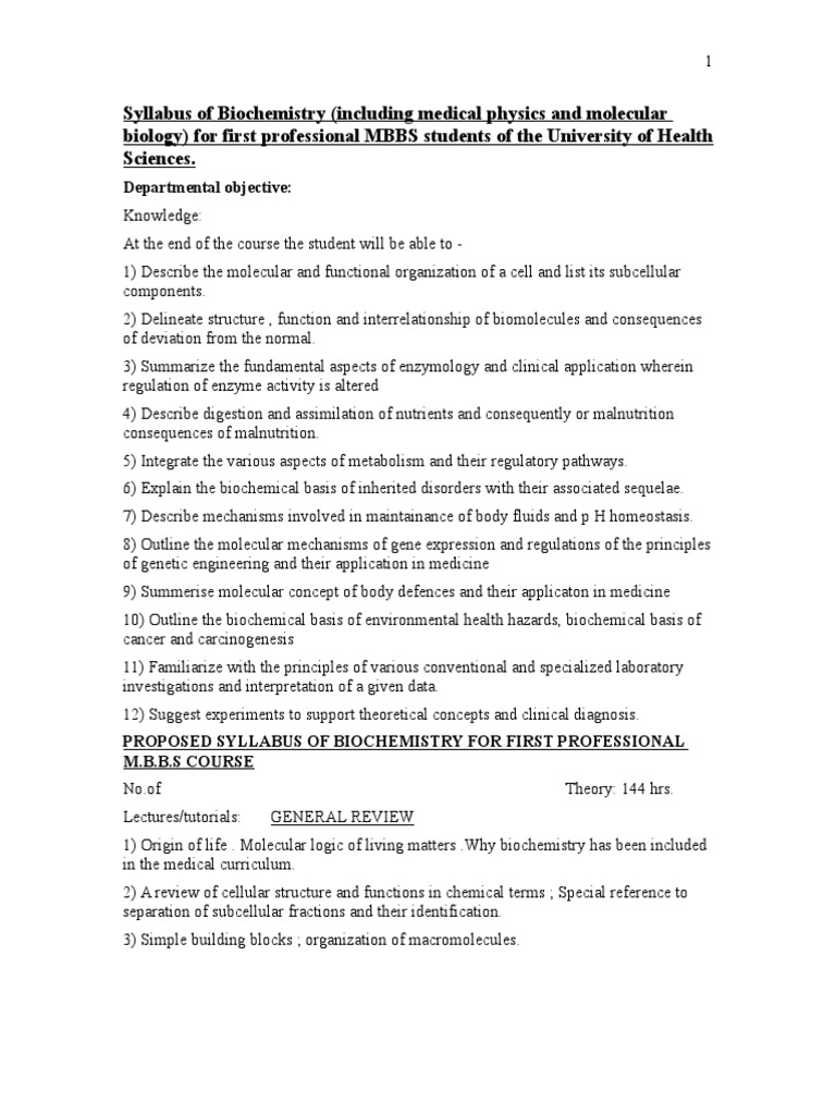 WHAT IS BIOCHEMISTRY IN MBBS intelligence overview