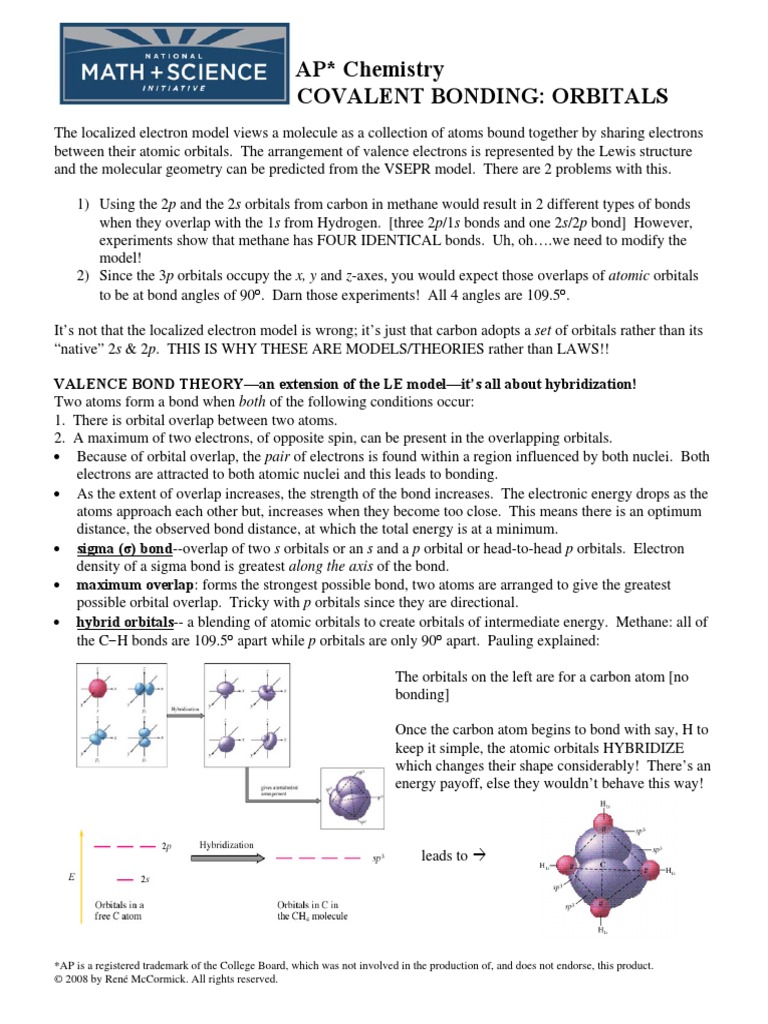09 Covalent Bonding Orbitals | PDF | Molecular Orbital | Chemical Bond