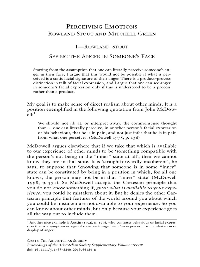 B - STOUT, R. - Seeing The Anger in Someone S Face (Imprimir!!!!) | PDF ...