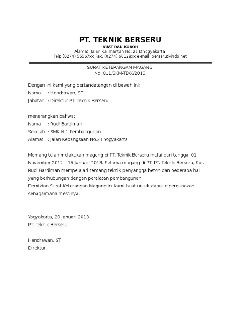 16 Contoh Surat Selesai Magang Doc
