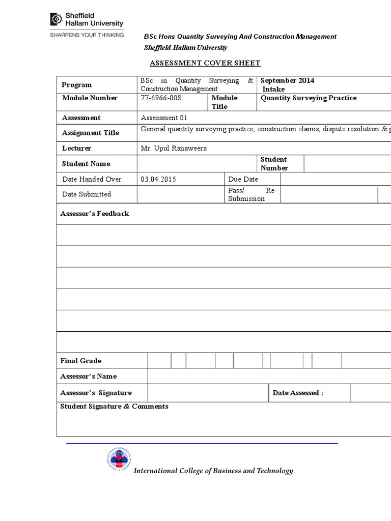 Quantity Surveying Assessment Guide | PDF | Construction Management ...
