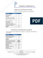 Lista de Equipos de Instalaciones