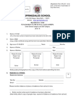 Registration Form for Admission to Pre-School Class (Nursery