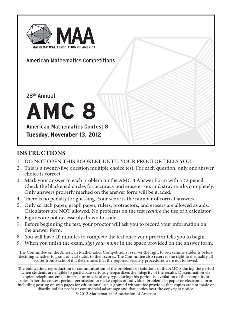 2012 Amc 8 Problem PDF Area Prime Number