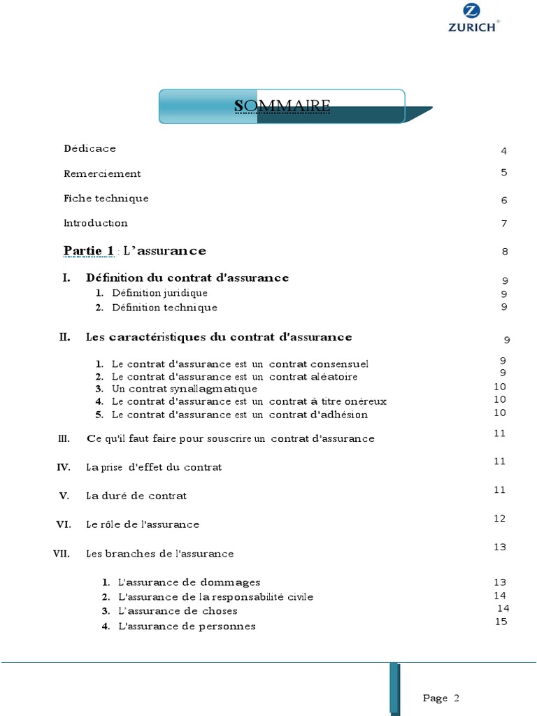 rapport de stage zurich assurancesdocx reassurance