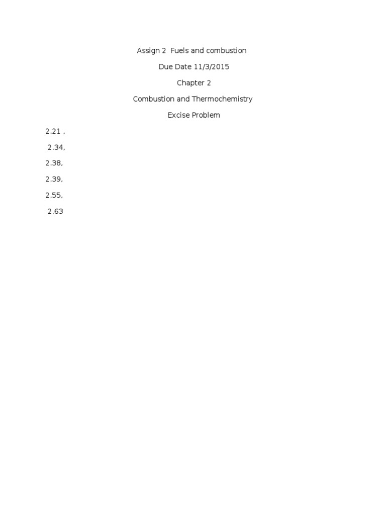 Assign 2 Fuels and Combustion | PDF
