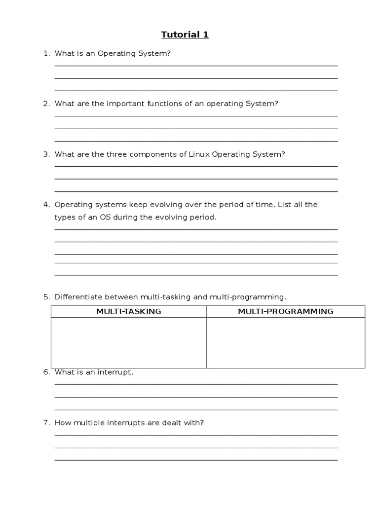 Tutorial 1: Multi-Tasking Multi-Programming | PDF | Cpu Cache ...