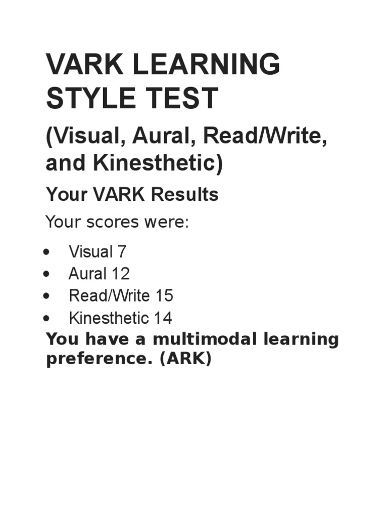Vark Learning Style Test | PDF