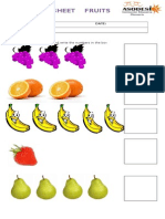 Worksheet Fruits: Count The Fruits and Write The Numbers in The Box