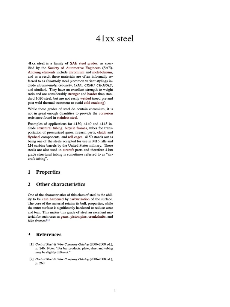 Overview of 41xx Chromoly Steel Grades | PDF