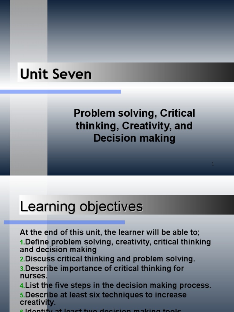 Critical Thinking and Problem Solving in Nursing | PDF | Critical ...