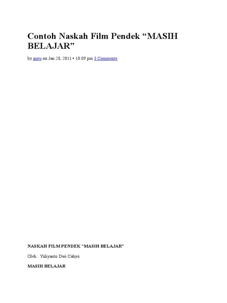 Contoh Naskah Film Pendek