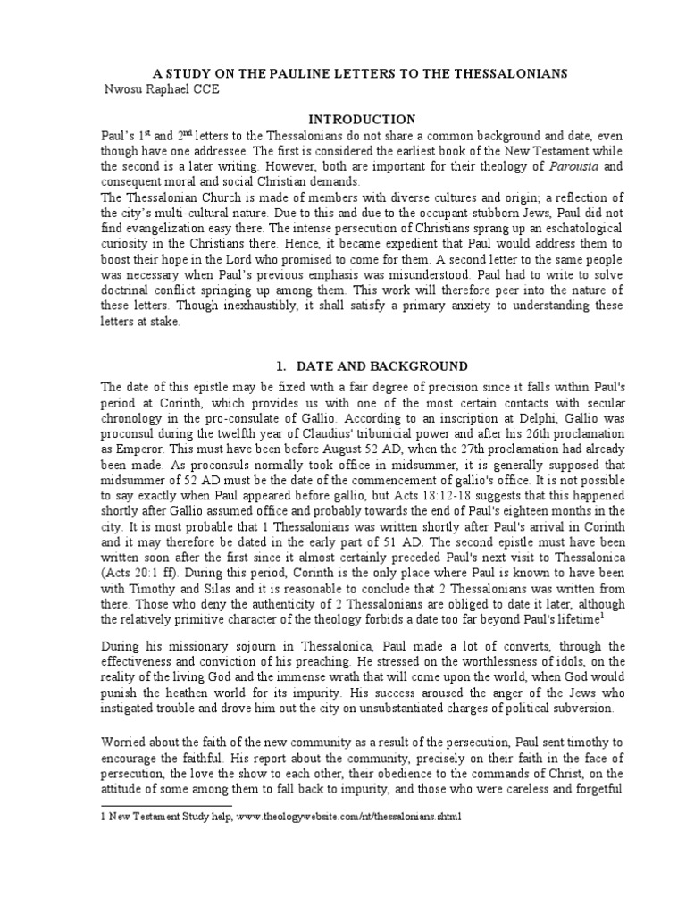 Paul's Letters To The Thessalonian Christian Community PDF Second