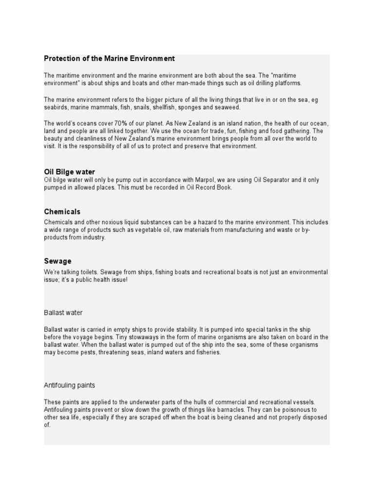 Marine Environment Protection Guide | PDF | Ships | Sea