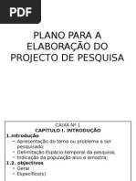 PLANO PARA A ELABORAÇÃO DO PROJECTO DE