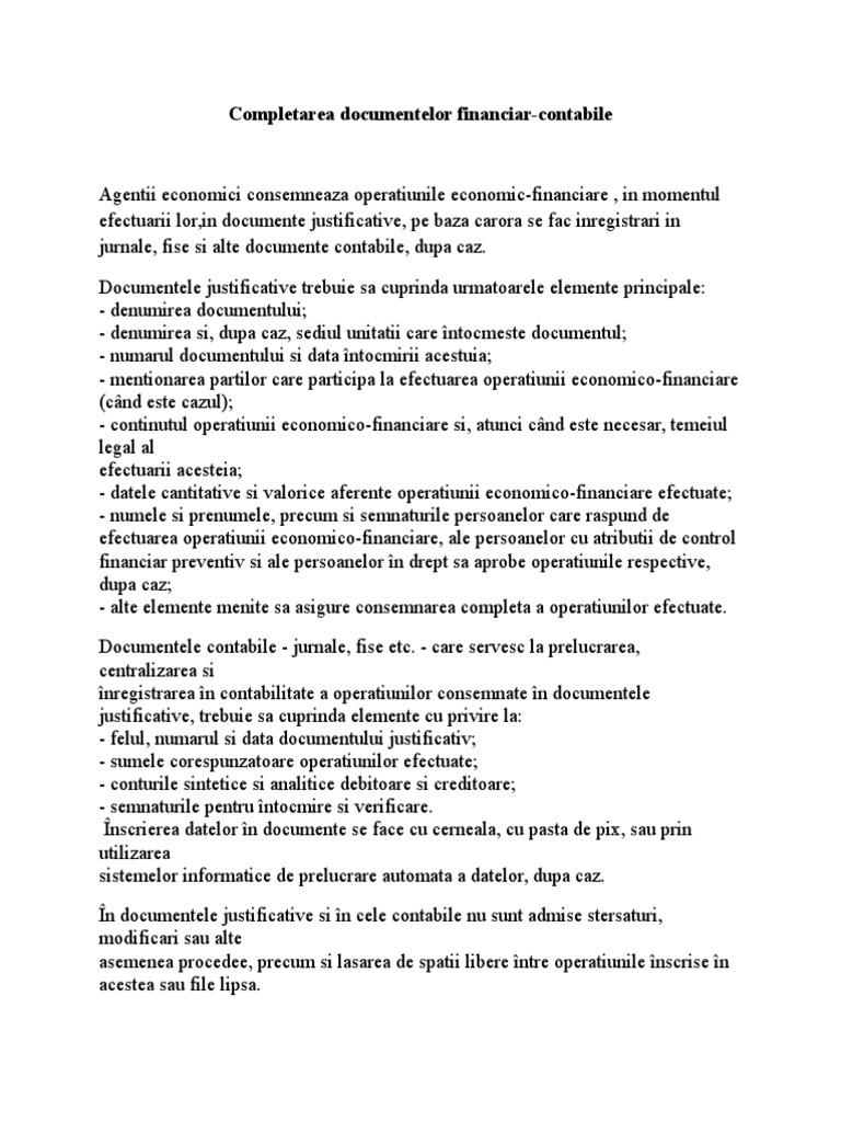 Completarea Documentelor Contabile | PDF