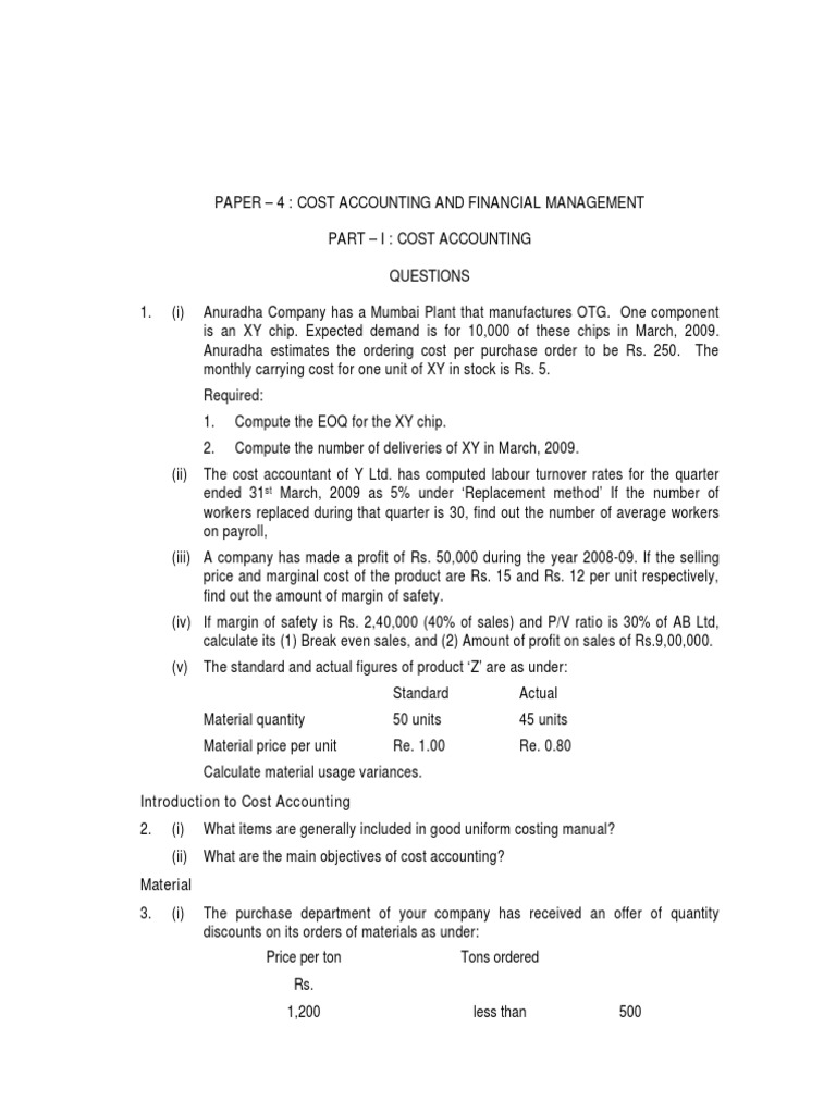 Cost Accounting and Financial Management Insights | PDF | Cost ...
