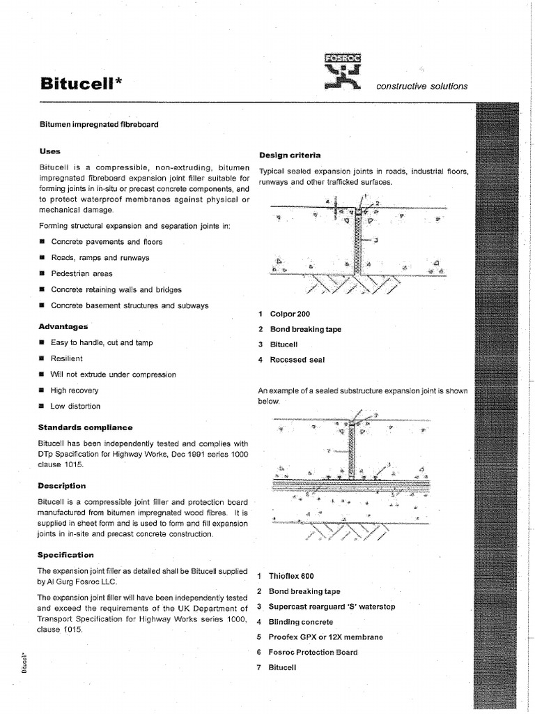 Bitucel Bitumen Impregnated Fibreboard | PDF