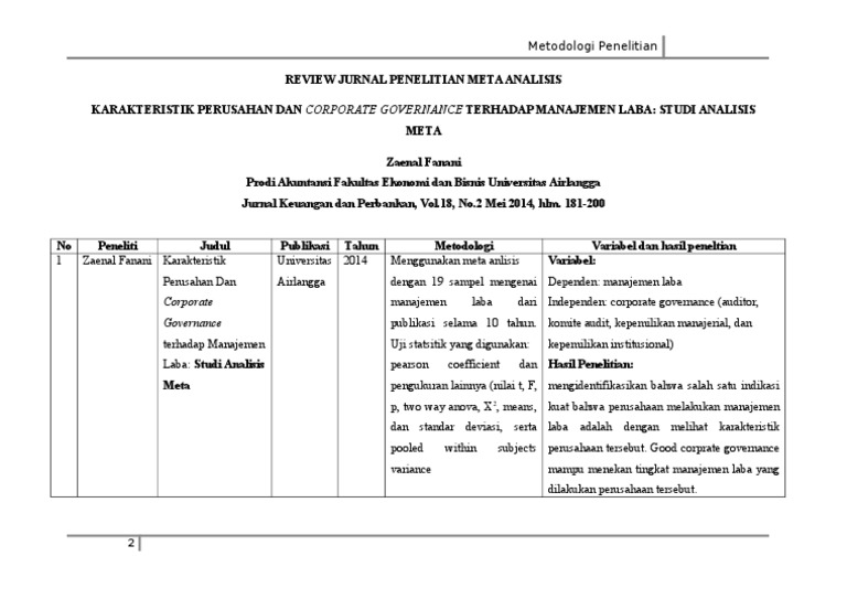 Review Jurnal Penelitian Meta Analisis Pdf