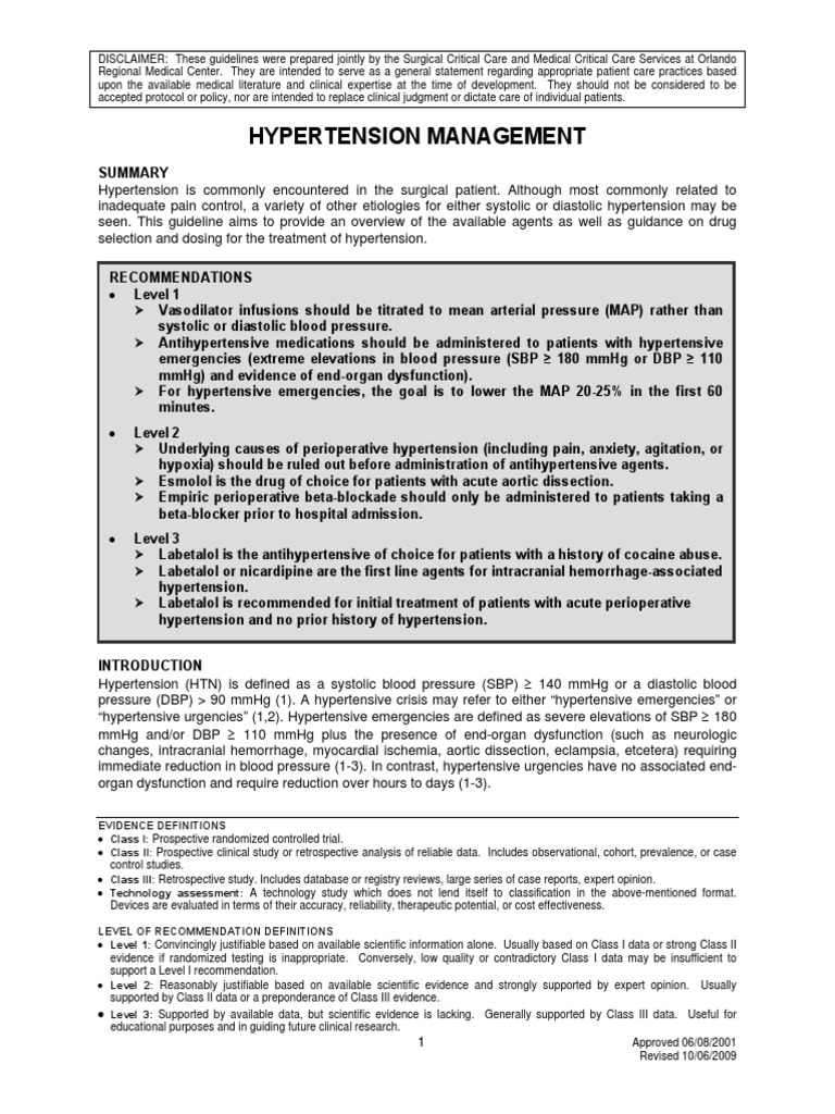 Hypertension Management 2009 | PDF | Hypertension | Blood Pressure