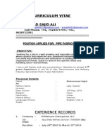 Curriculum Vitae: Mohammad Sajid Ali