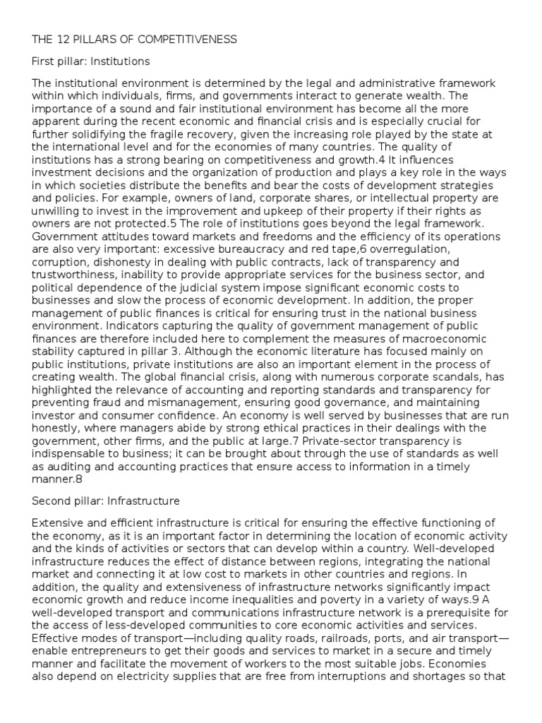 12 Pillars of Competitiveness Overview | PDF | Competitiveness | Market ...
