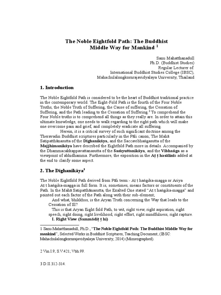 Understanding the Noble Eightfold Path | PDF | Noble Eightfold Path ...
