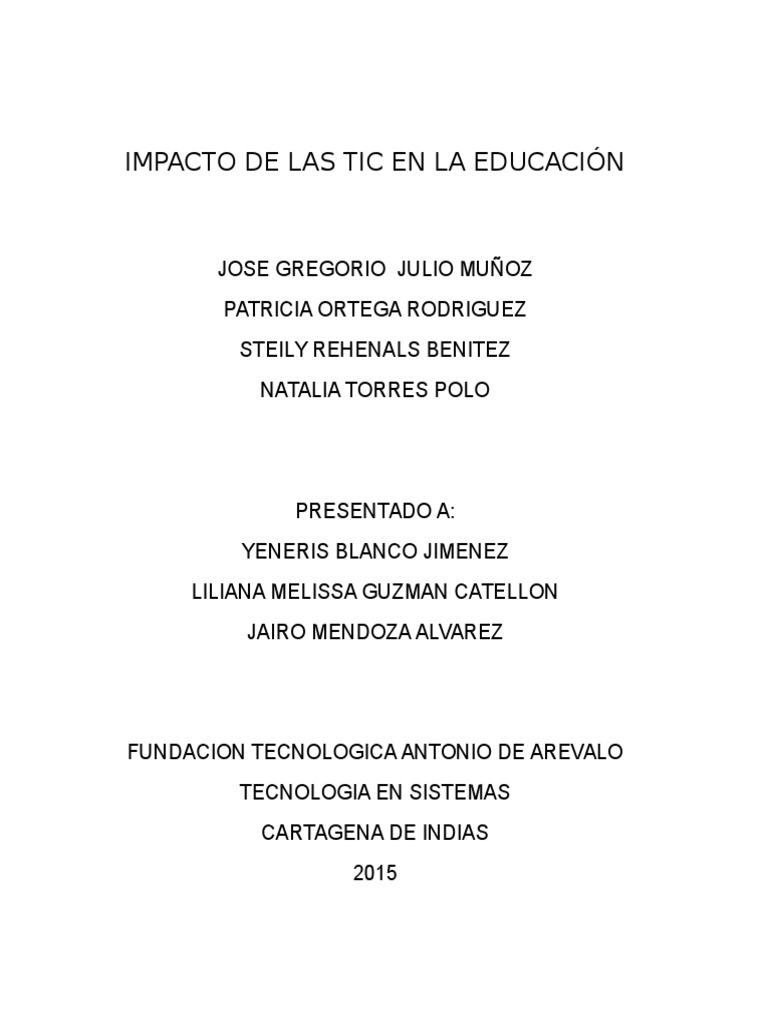 Impacto de Las Tic en La Educacion | PDF | Tecnología de información y ...