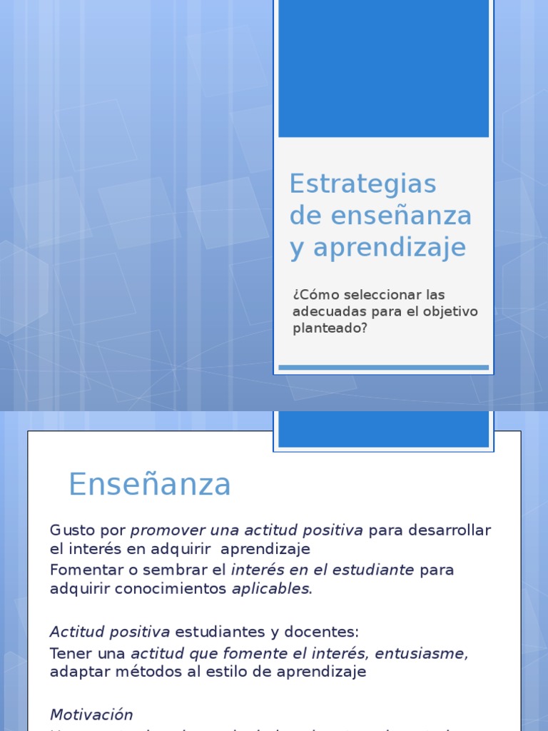 Estrategias Efectivas de Enseñanza y Aprendizaje | PDF | Aprendizaje ...