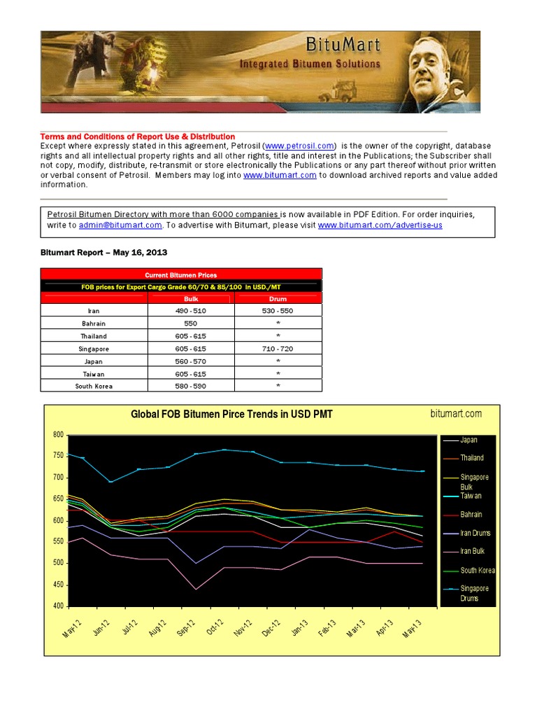 Bitumart Report - May 16, 2013 | PDF | Asphalt | Industries
