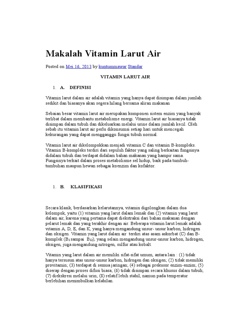 Makalah Vitamin Larut Air