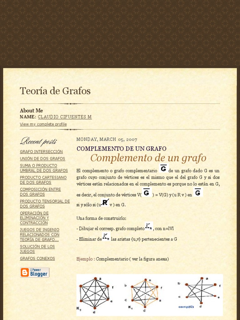 Complemento de un Grafo | PDF | Teoría de grafos | Vértice (teoría de ...