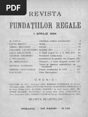 Revista Fundaţiilor Regale Aprilie 1934