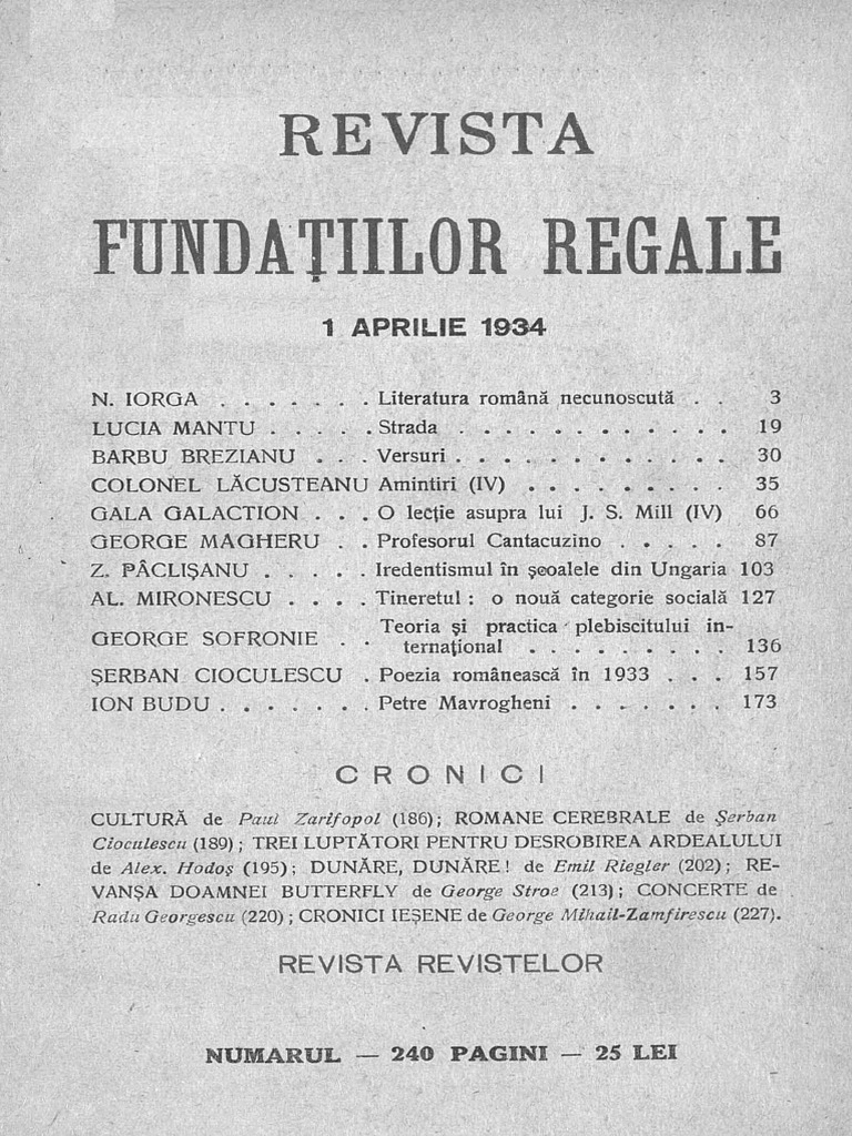 Revista Fundaţiilor Regale Aprilie 1934
