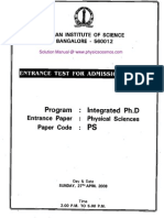 IISC Bangalore Physics Questions