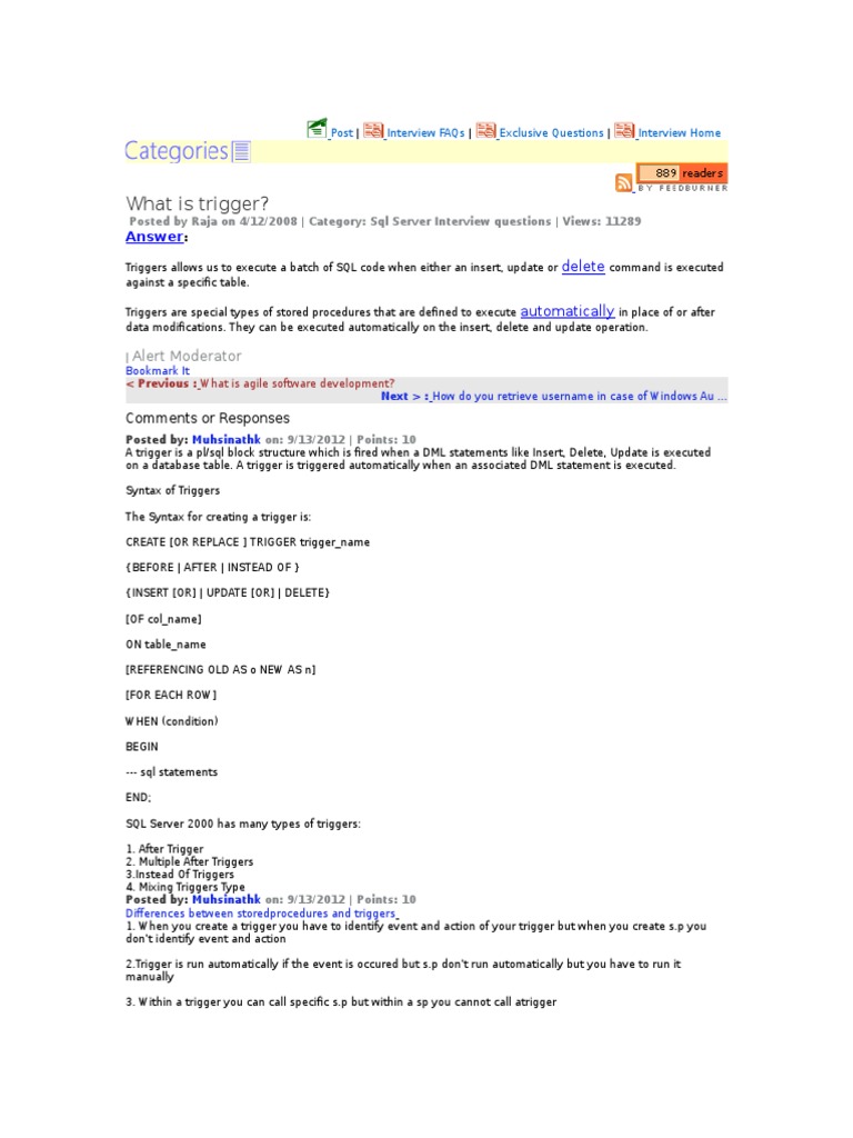 What Is Trigger?: Answer | PDF | Databases | Data Management