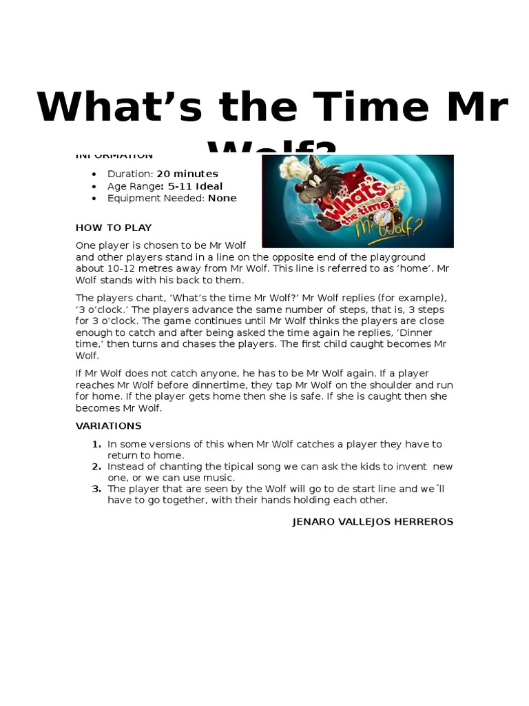 How to Play What's the Time Mr Wolf | PDF