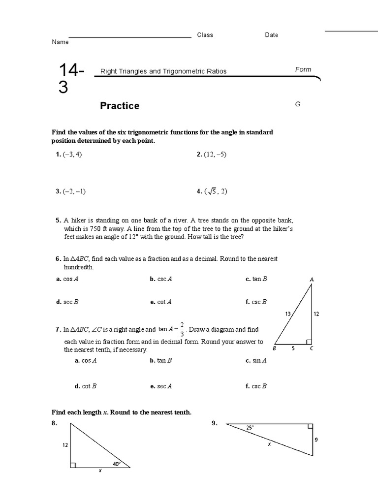 14 3 Right Triangle Trigonometry Pdf Trigonometric Functions Trigonometry