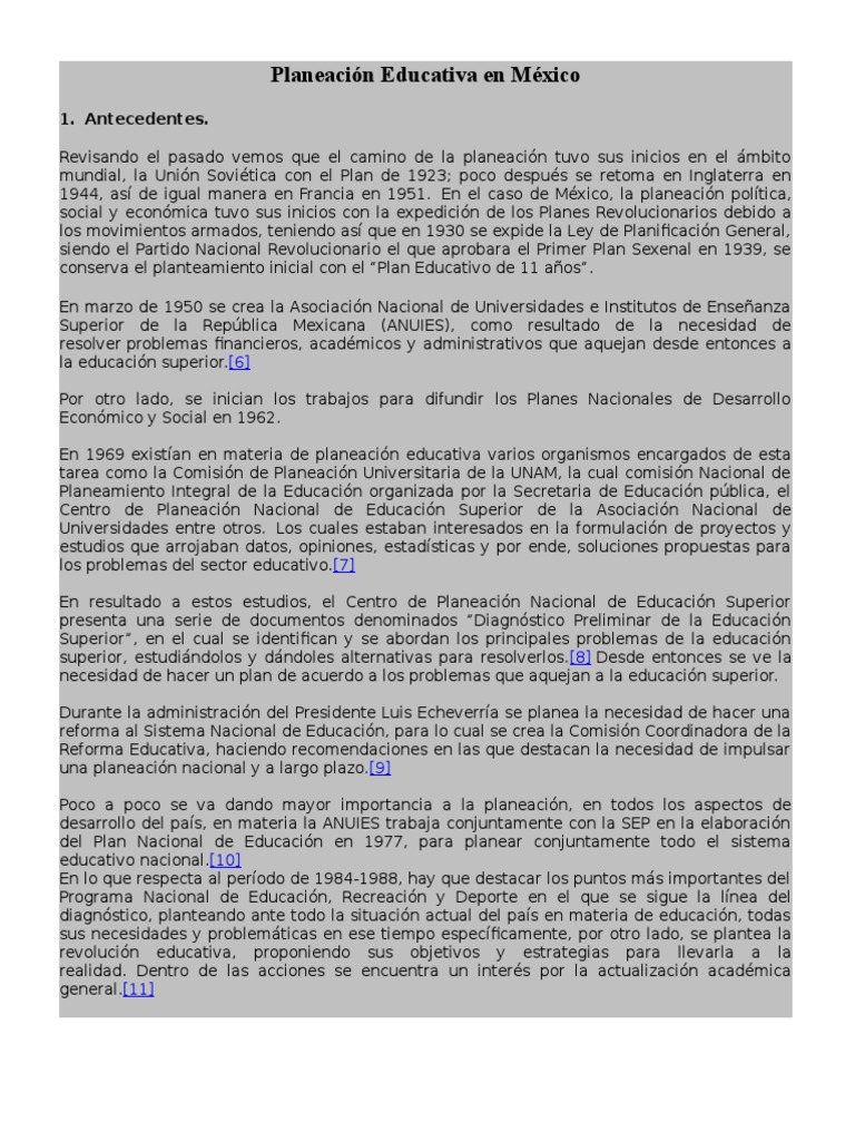 Historia de la Planeación Educativa en México | PDF | Globalización ...